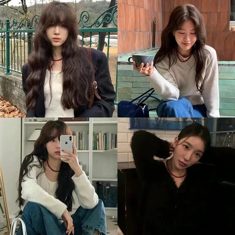 新款红玛瑙串珠项链女925纯银款高级感复古锁骨链ins博主同款项链详情3