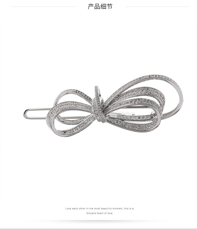 legood铜闪钻蝴蝶结一字夹韩版时尚小众设计通勤潮款珐琅边夹女详情6