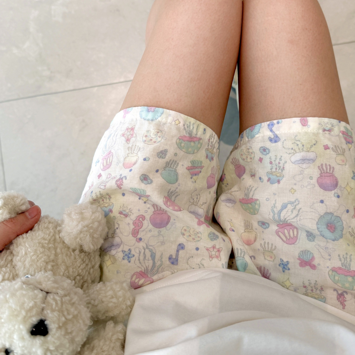 Class A all-cotton double-layer yarn round-neck pajamas, short sleeves, long sleeves, shorts, long pants, postpartum home wear set, cartoon breathable pic 2