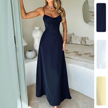 2026春季新款跨境欧美女装气质优雅法式复古收腰修身吊带连衣裙详情21