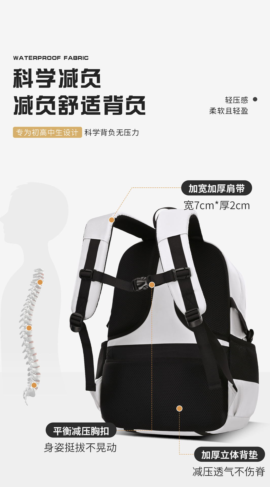 2025 New model of schoolbag for primary and junior high school girls, reducing burden and protecting spine, large capacity for high school girls, ultra-light for boys pic 11