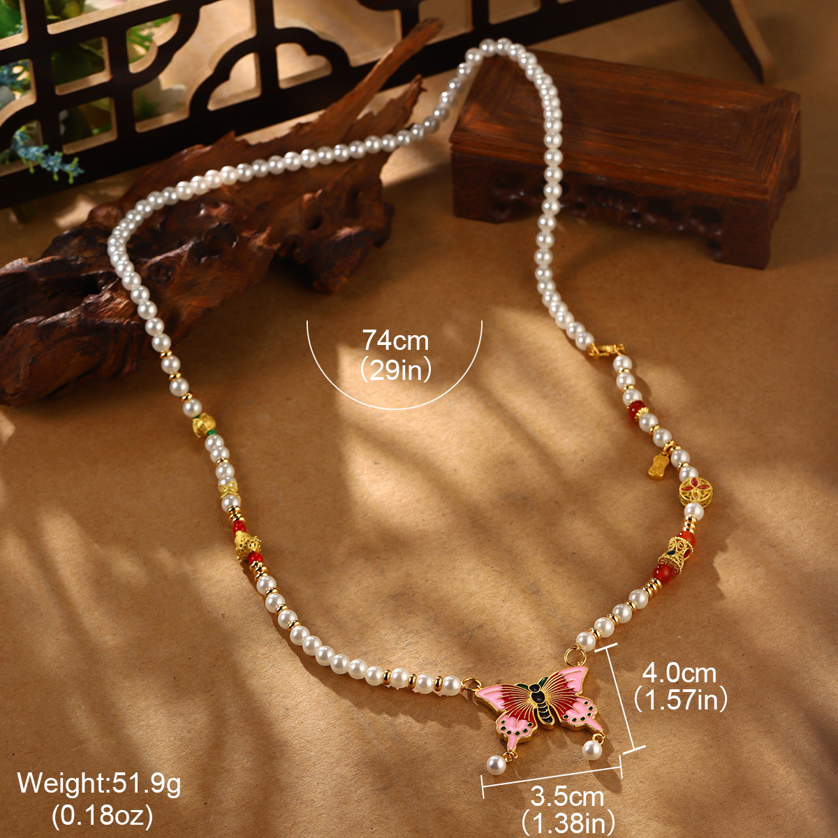 New Chinese-style retro peace lock butterfly pearl necklace for women, elegant and sophisticated, fashionable and versatile, exquisite collarbone chain pic 25