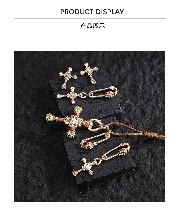 Retro cross series earrings, original design for women, light luxury, high-end, fashionable, versatile, exquisite silver needle earrings pic 12