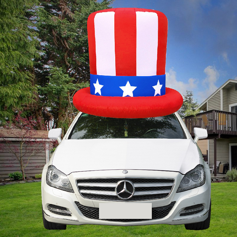 Cross-border US Independence Day dinosaur car air model, rear window decoration polyester printed LED light illuminated inflatable air model pic 5