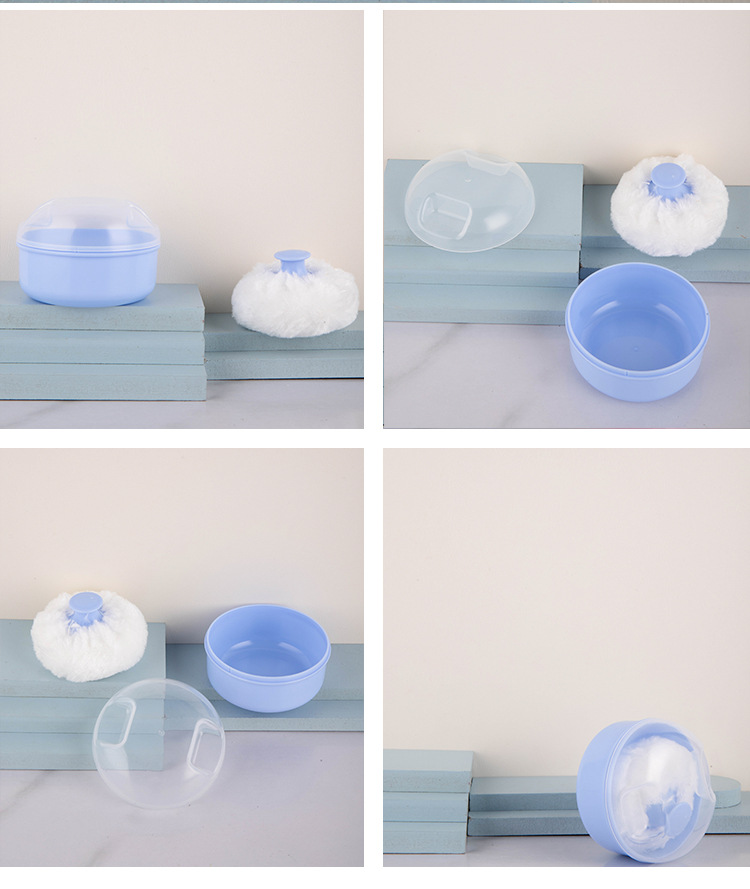 跨境苹果熊母婴用品宝宝擦身用粉扑盒婴儿不掉毛爽身粉扑盒厂家详情5