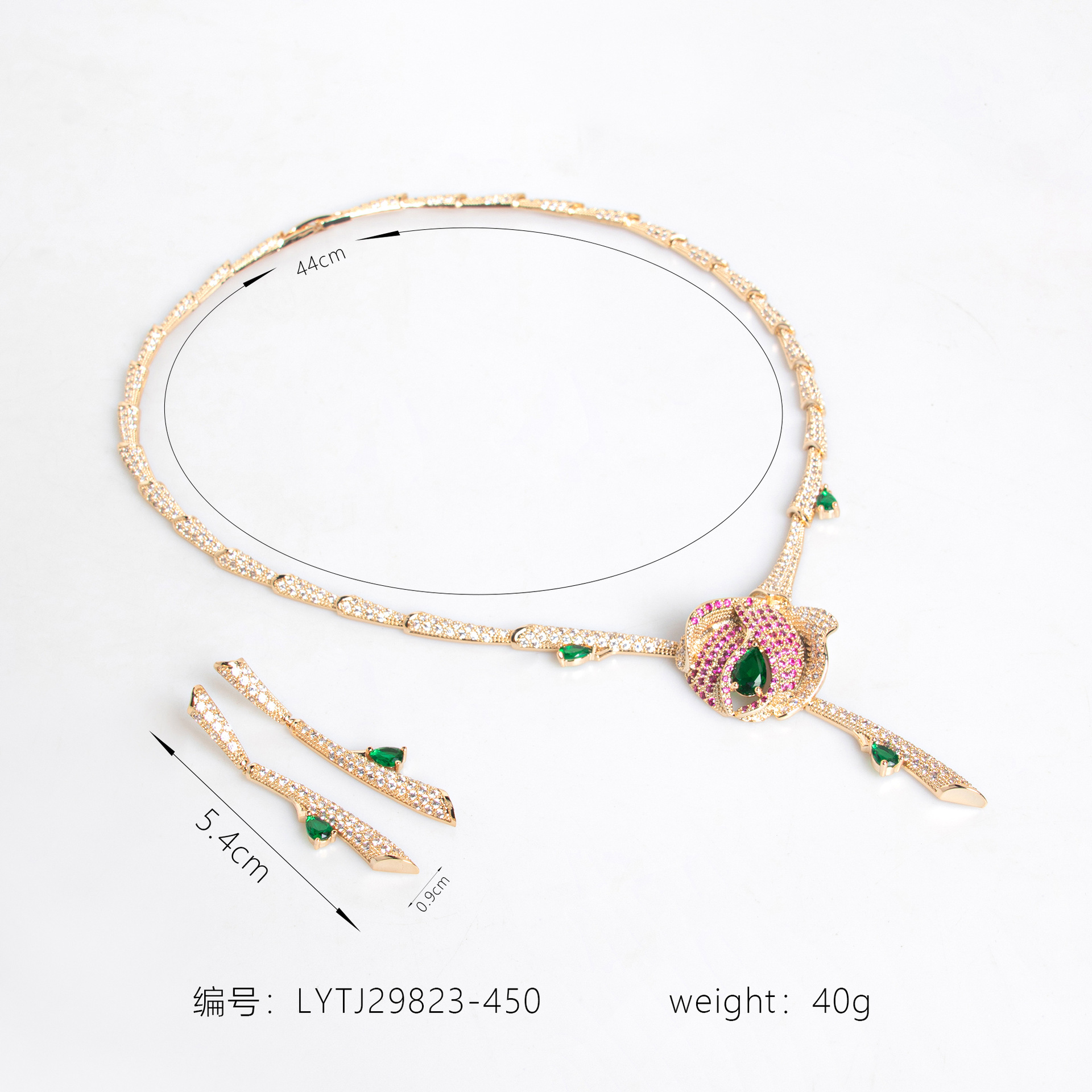 欧美首饰套装新款气质简约花卉新娘项链跨境锆石爆款项链耳钉耳夹lytj29823格蒂莎珠宝首饰宴会礼服饰品详情4