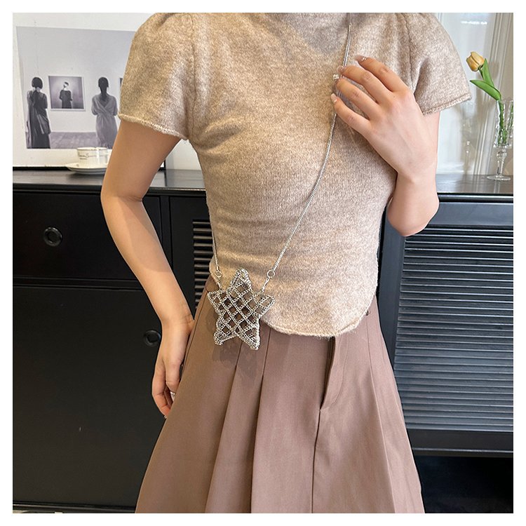 跨境2024夏新款小香风镂空金属星星包晚宴包单肩斜挎气质链条女包详情65