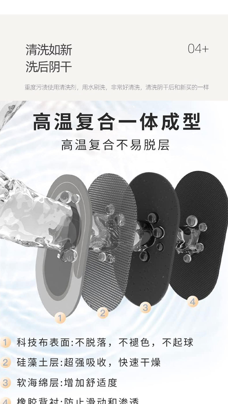 厂家定制椭圆浴室硅藻泥地垫防滑简约吸水垫耐脏耐磨舒适速干地毯详情7