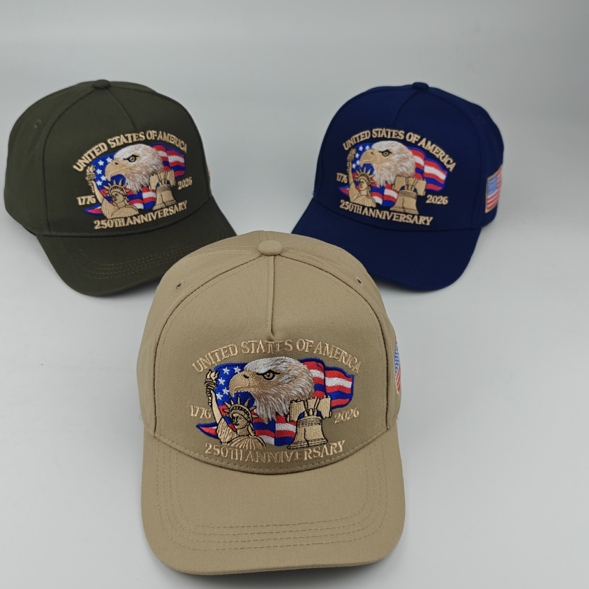 New in-stock American 250th anniversary commemorative baseball cap, three-dimensional embroidered commemorative cap, cross-border headband baseball cap pic 2