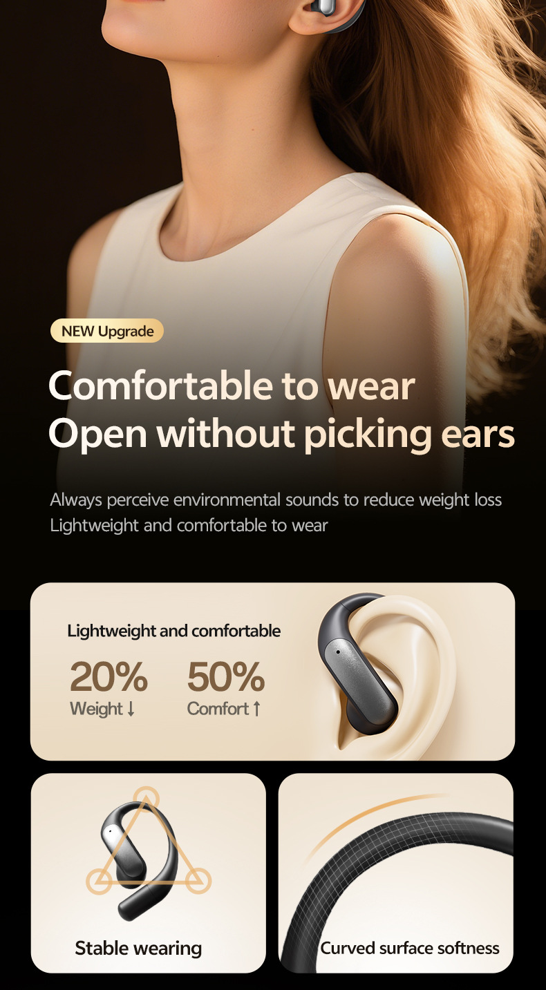 New product M129 Private mold OWS digital display non-in-ear Bluetooth headphones noise-cancelling wireless ear-hook smart headphones factory pic 7