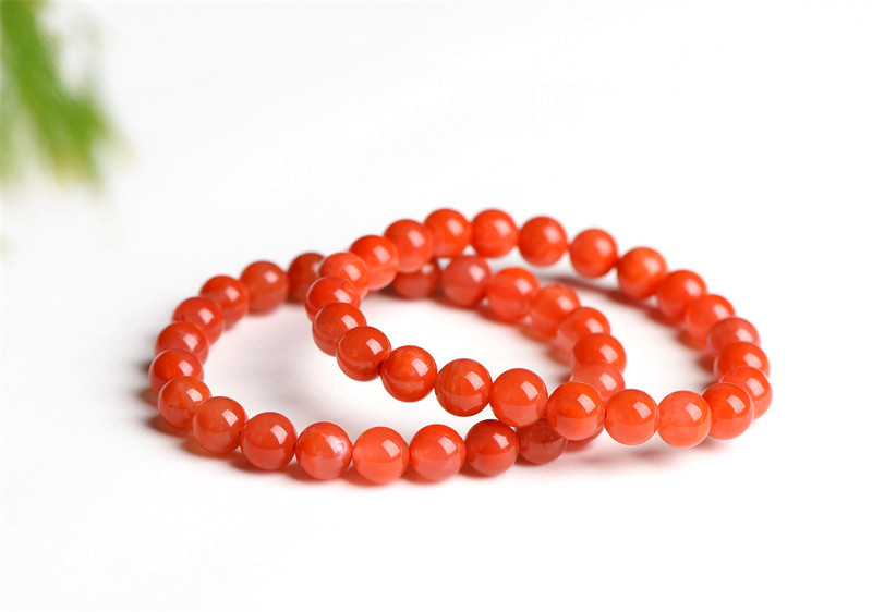 Jiuya Crystal Natural Nan Hong Agate Loose Bead Bracelet, Persimmon Red Agate Round Bead Bracelet Factory Direct Sales pic 12
