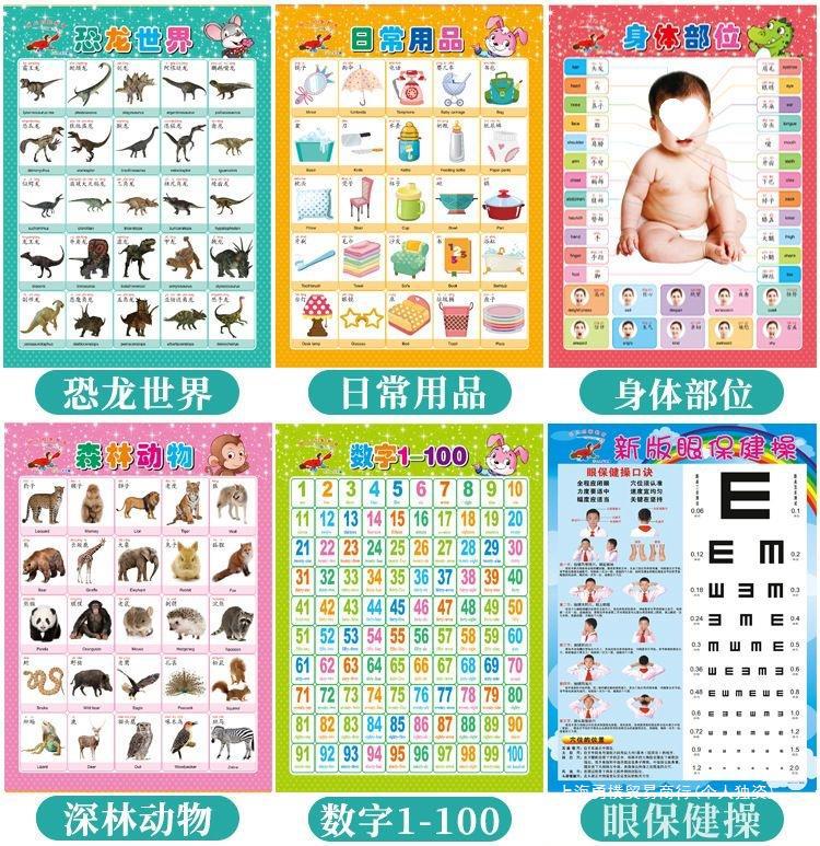 表100认识儿童早教百数启蒙到数字汉字拼音卡片无声挂画挂图宝宝1详情11