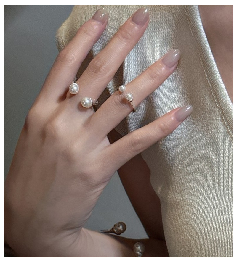 S925 sterling silver Korean version pearl ring with a niche design sense. Wholesale of the InstagS-style ring by a Korean blogger pic 8