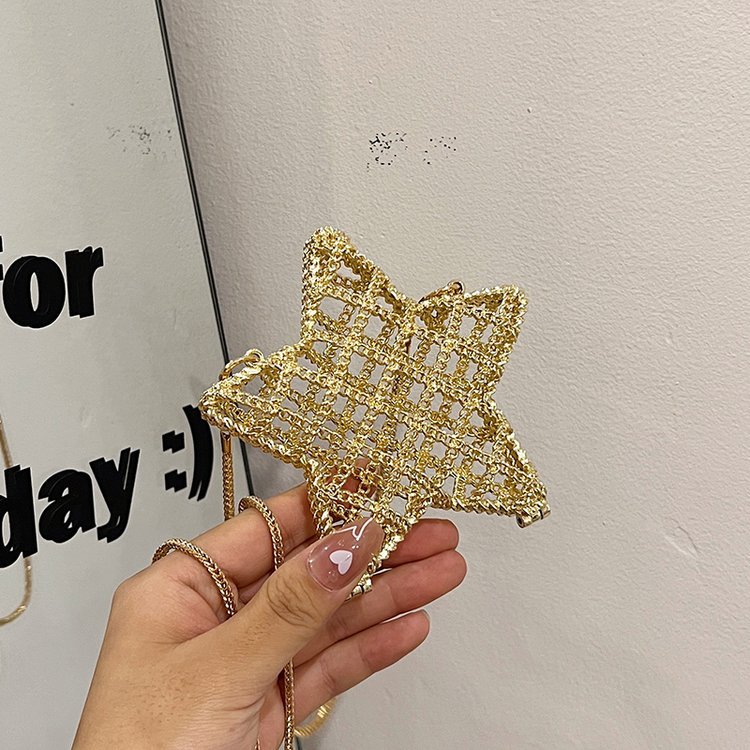 跨境2024夏新款小香风镂空金属星星包晚宴包单肩斜挎气质链条女包详情106