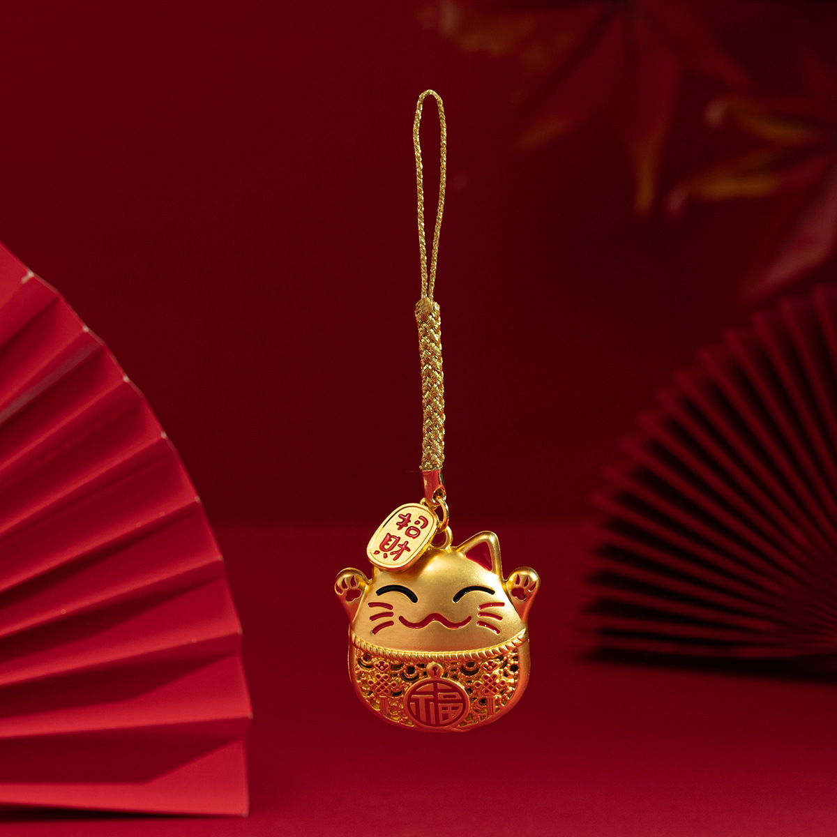 沙金招财猫滴油钥匙挂件中国风送闺蜜朋友小礼物工艺品详情4