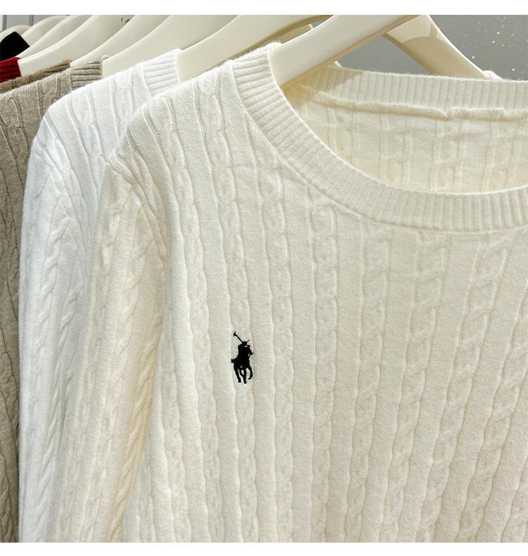 A loose embroidered knitted base layer for women can be paired with a new autumn and winter stylish long-sleeved white sweater with a twist pattern pic 14