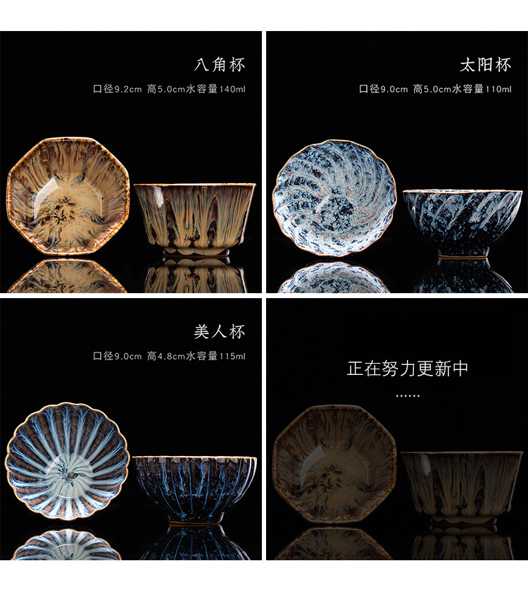 Kiln-transformed ceramic single-cup Jian ware, Tenmoku glaze tea cups, tea cups, creative personal master cups, large tea-tasting cups, and bamboo hat cups pic 11