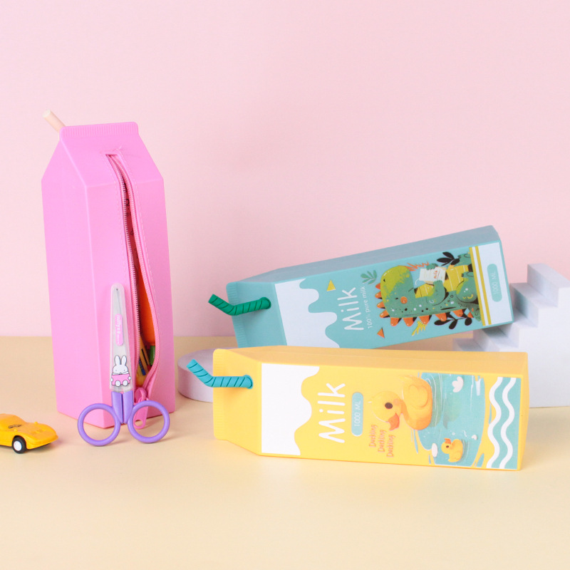 创意高颜值简约牛奶零食卡通笔袋大容量便携小学生文具盒收纳袋详情5
