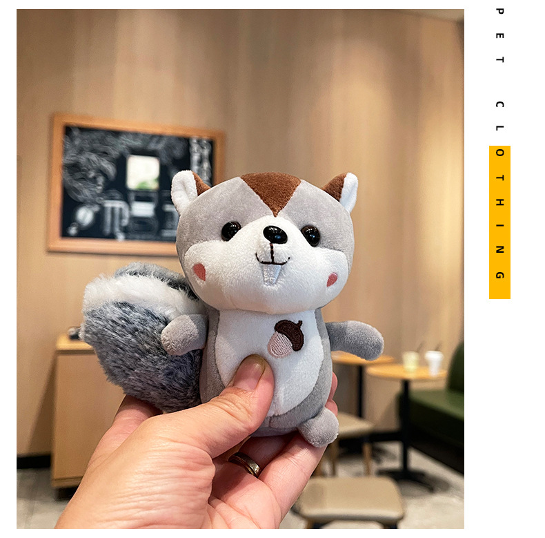 可爱立体站姿松鼠儿童毛绒玩具公仔学生书包配饰情侣钥匙扣挂件详情12