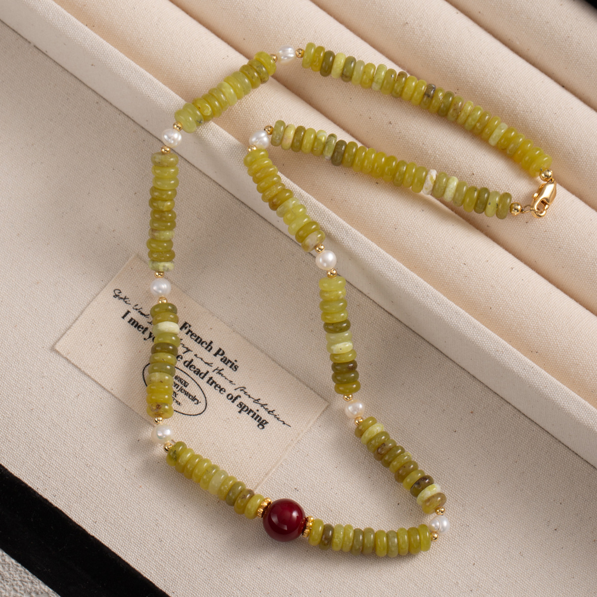 High-end colored beaded necklace for women, light luxury and niche spring and summer dopamine freshwater pearl collarbone chain necklace wholesale pic 56