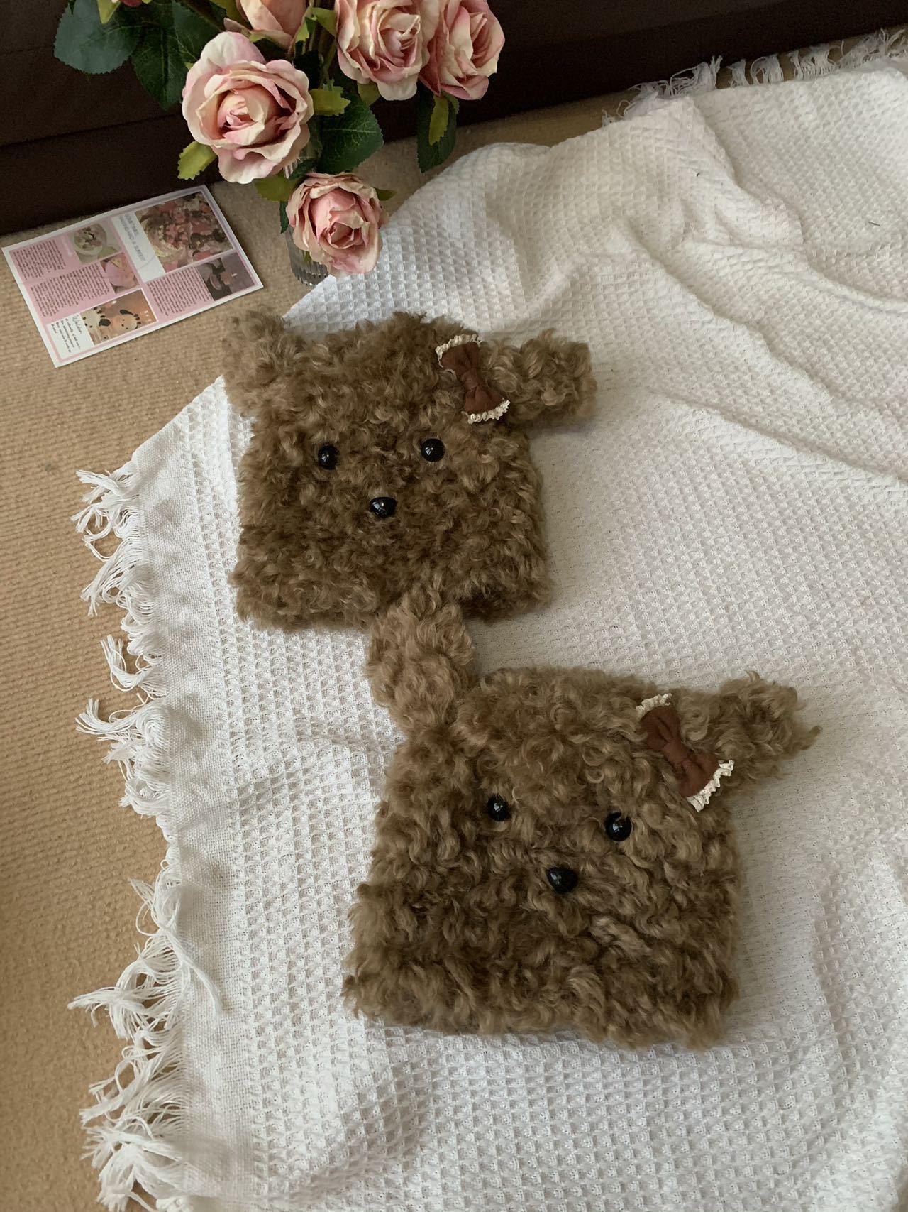 新卡通毛茸茸可爱斜耳狗毛绒手套时尚护手女加厚保暖百搭时尚袖套详情26