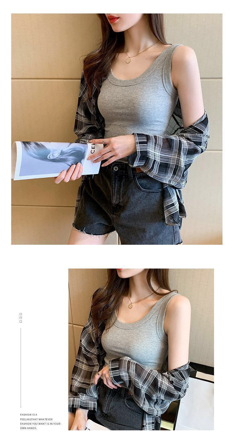 抖音爆款百搭防走光无袖内搭打底吊带背心女夏季修身显瘦外穿韩版 pic 11