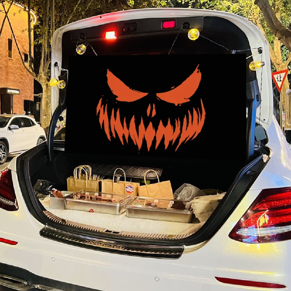 Cross-border Halloween background fabric 90*150 polyester, terrifying atmosphere, car trunk decoration banner, hanging flag pic 22
