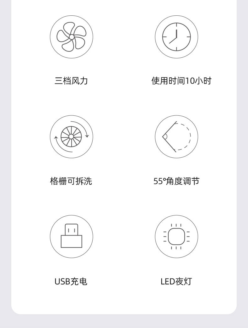 KM-F0326 便携式LED台式小风扇康铭多功能移动 充电时USB风扇详情12