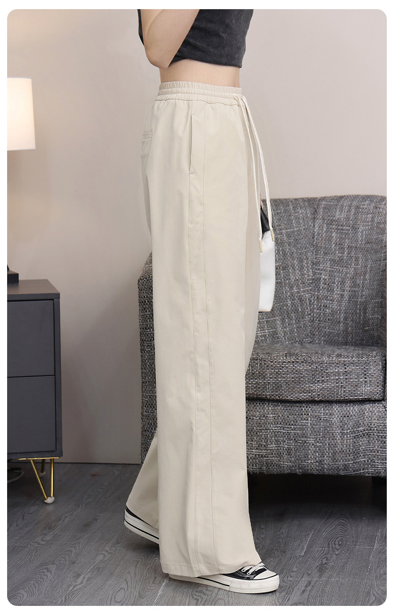 2025 New narrow straight-leg pants for women, high-waisted and slimming wide-leg pants, loose drape, floor-length loose pants, casual pants pic 17