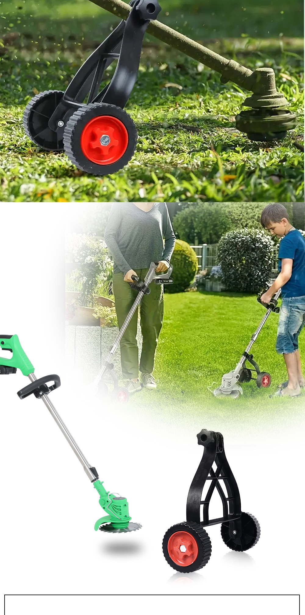 Lithium battery lawn mower bracket auxiliary wheel, lawn mower bracket auxiliary wheel, lawn mower mobile auxiliary wheel pic 3