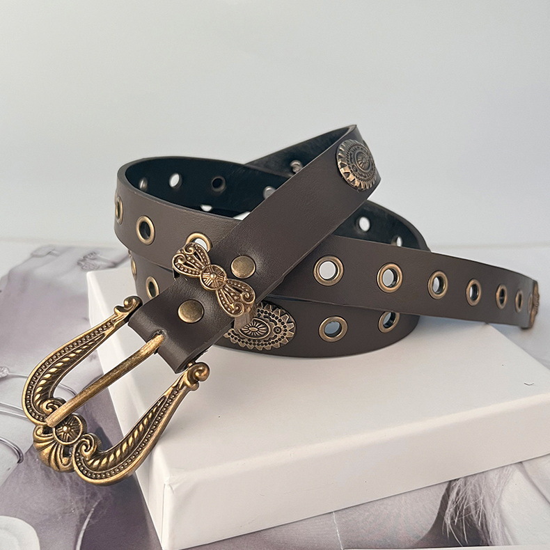 跨境欧美风铆钉复古雕刻镂空针扣女士腰带配休闲裤牛仔裤百搭装饰详情4