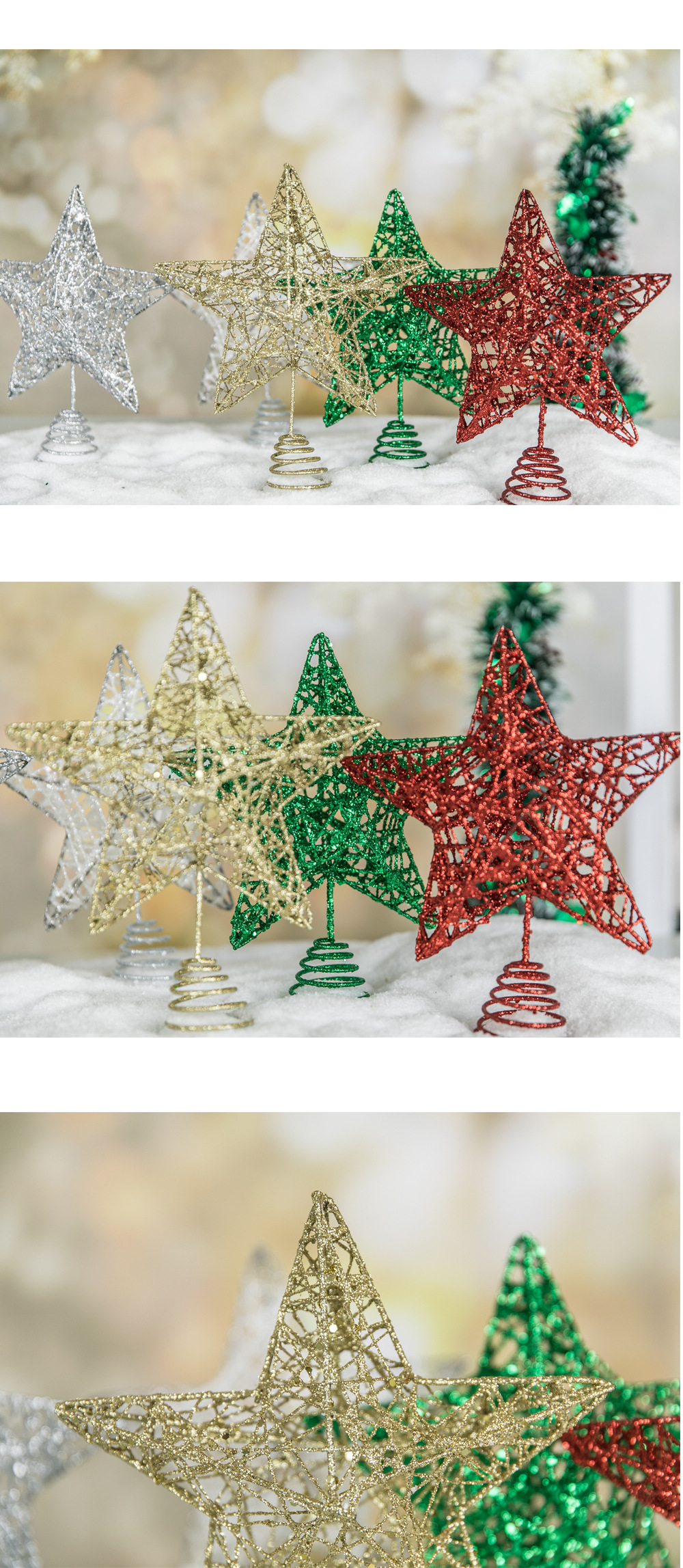 跨境新款圣诞树顶星圣诞树圣圣诞装饰品圣诞五角星灯饰星星发光详情2