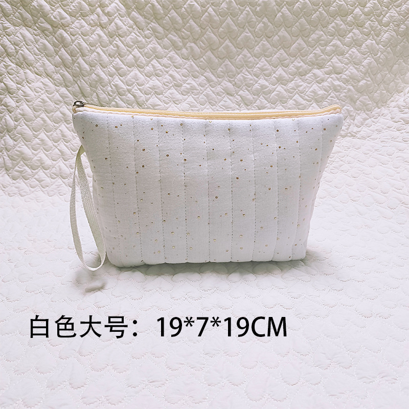 跨境新款两件套字母化妆包时尚清新收纳袋绗缝条纹洗漱包旅行包包详情11