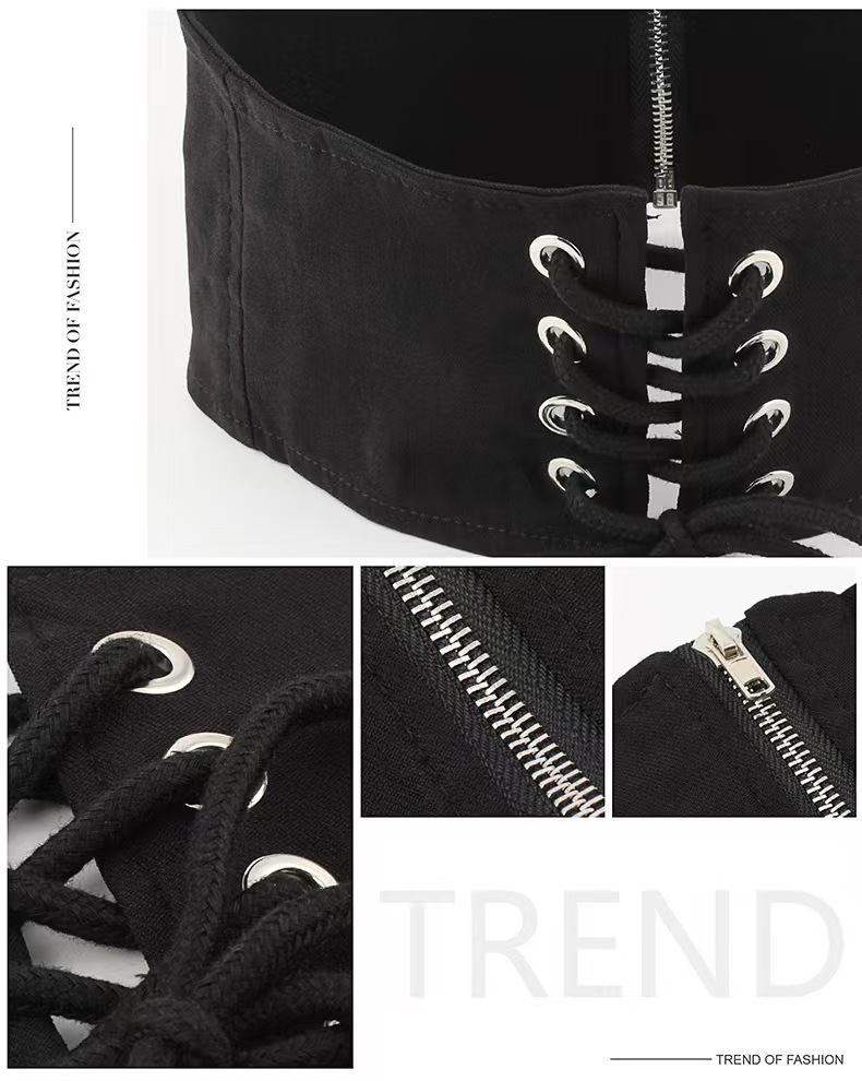 复古弹力塑身绑带腰封女款高级感百搭装饰欧美风黑色拉链款宽腰带详情46
