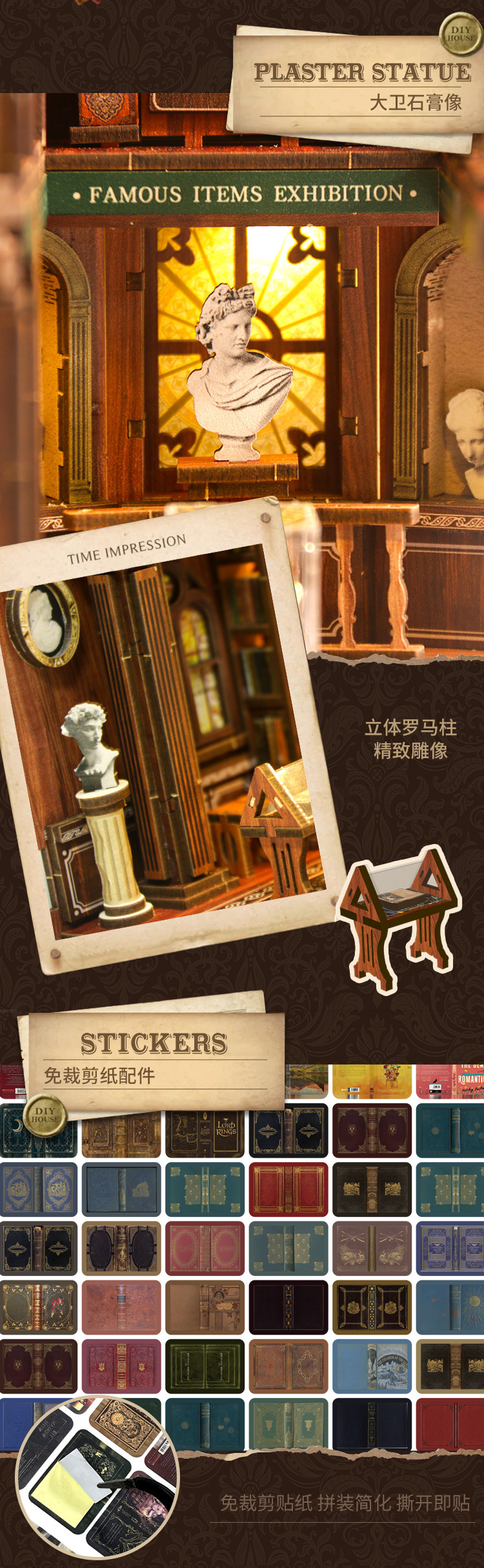 Cross-border new diy house model house 3D stereoscopic bookstand, original wooden handcrafted assembly bookstand, jigsaw bookstand pic 5