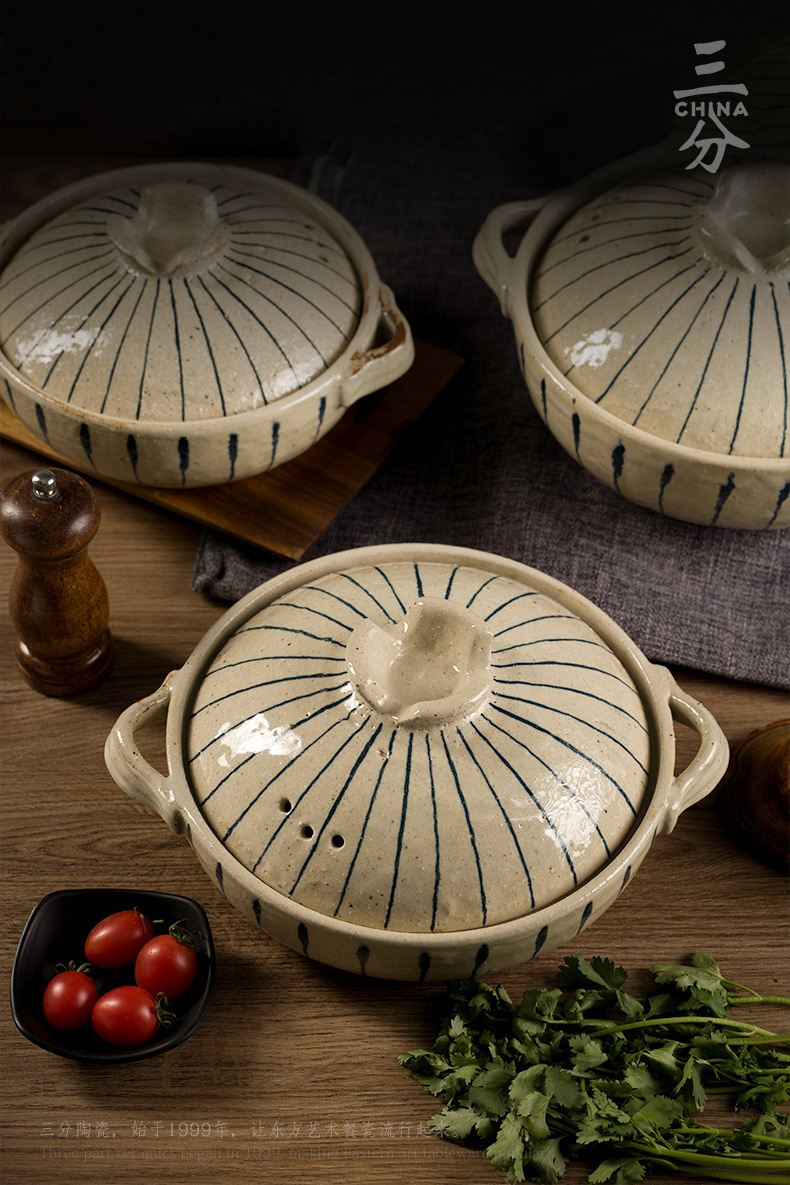 三分烧手绘日式耐高温防干烧陶瓷煲砂锅煤气灶煲仔饭炖汤家用批发详情8
