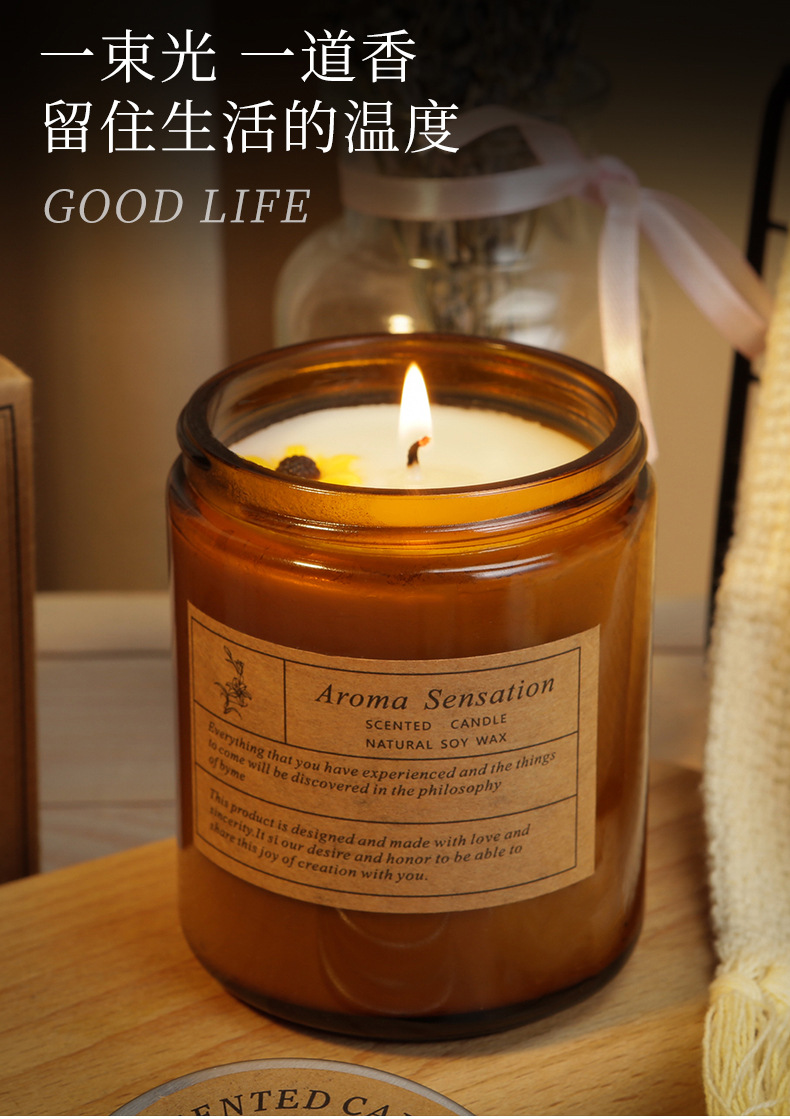 Aromatherapy candles, smokeless handmade soybean candles, romantic atmosphere, aromatherapy essential oil candles wholesale, glass candles pic 6