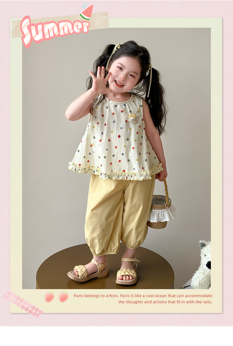 The 2025 new summer set is a thin, fashionable and stylish two-piece summer dress for girls and children pic 1