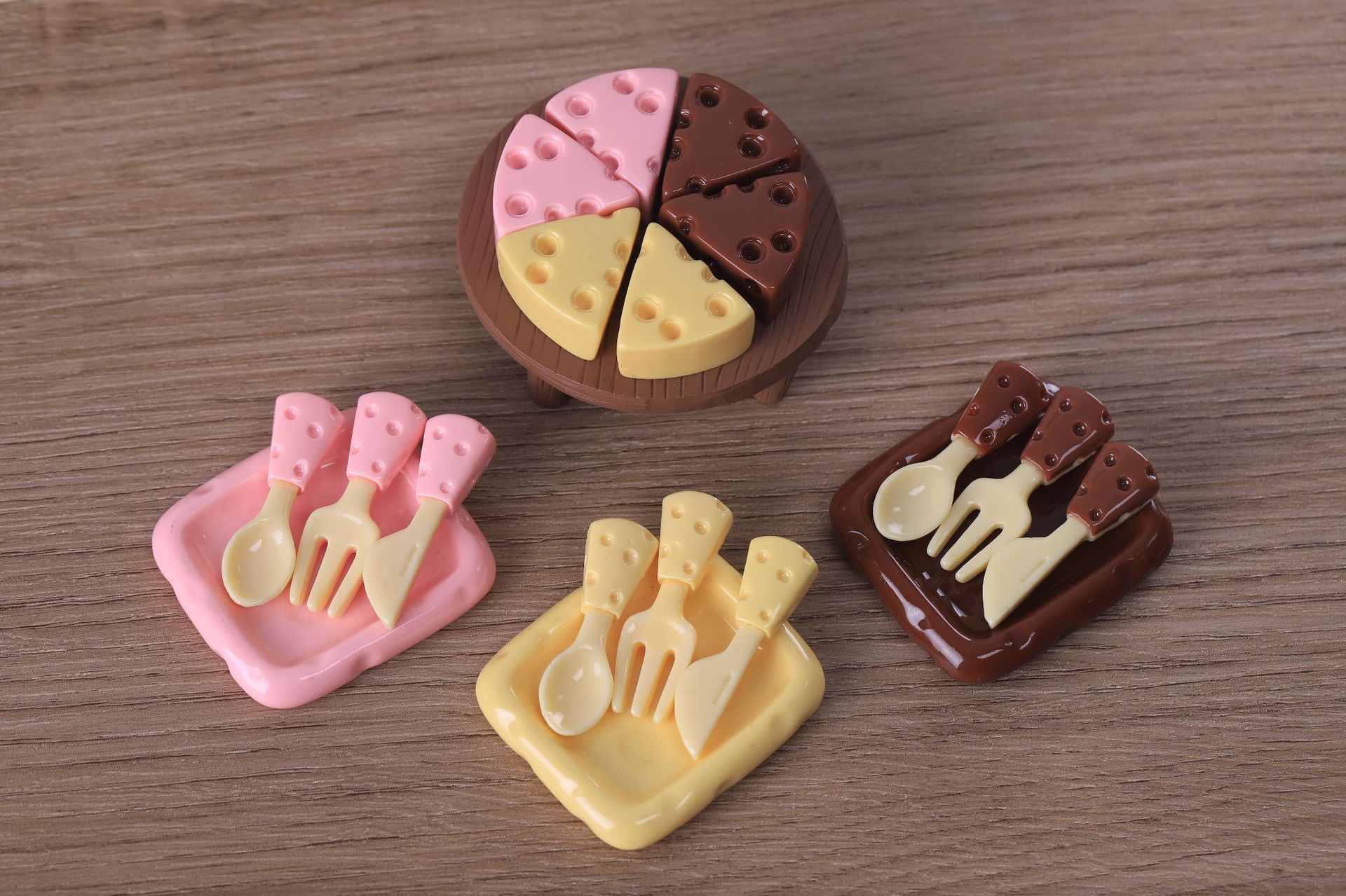 diy simulation food toys, cheese knives, forks, spoons, plates, miniature scene ornaments, keychains, resin jewelry accessories pic 3