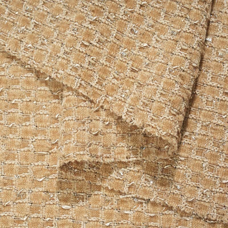 Mokashi checkered chanty fabric, brown tweed fabric for autumn and winter suits, hats, bags and accessories pic 9