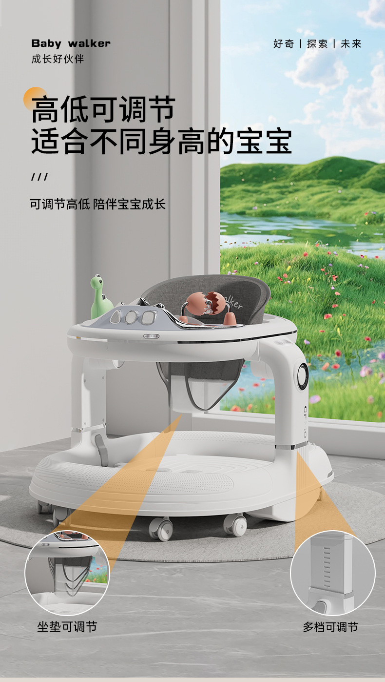 学步车防o型腿婴儿多功能防侧翻手推车宝宝可坐可推学行车起步车详情12