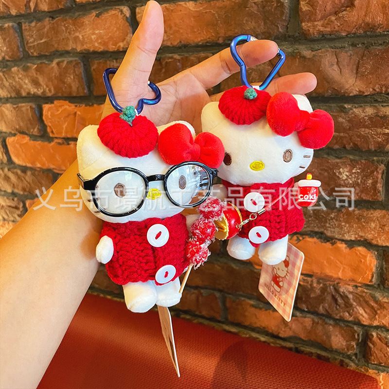 hellokitty小挂件毛绒公仔钥匙扣挂饰正版Kitty可爱娃衣包包挂件详情7