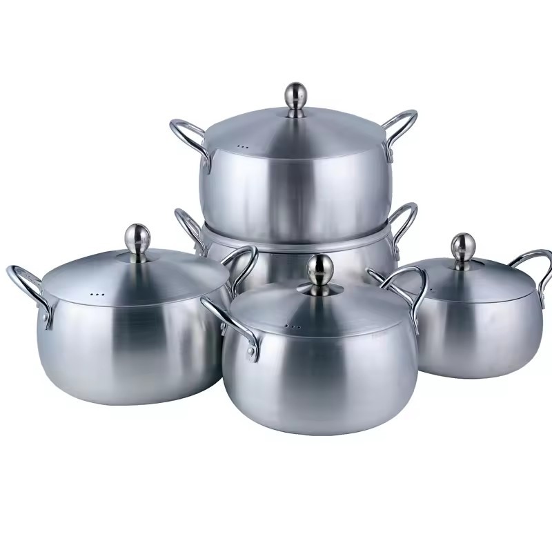 Aluminum pots Middle East and Africa Aluminum Lid Set Soup Pot Sanding pot 10-piece set 16/18/20/22/24 pic 2
