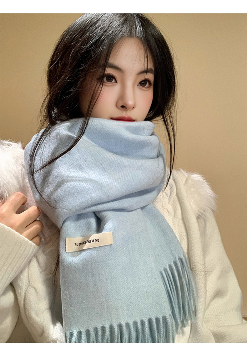 2025新款纯色围巾秋冬双面披肩女百搭氛围感流苏加厚保暖围脖批发详情9