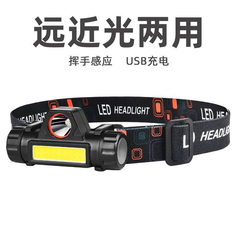Faros multipropósito luz brillante LEDUSB linterna recargable imán COB luz de trabajo trekking pesca headset ultra brillante pic 4