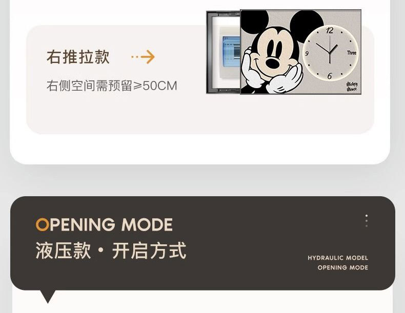 米奇电表箱装饰画带时钟表简约创意总闸配遮挡多媒体盒挂画免打孔详情7