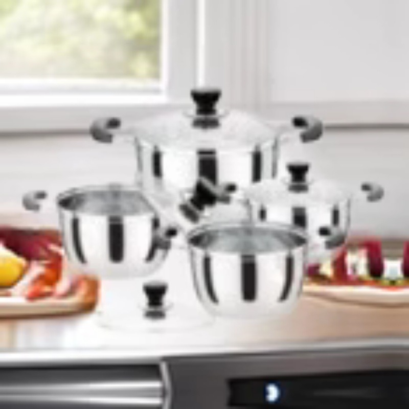 潮州互发8件套奶锅彩色家用一件不锈钢汤锅套装厂家批发厨房用品详情1