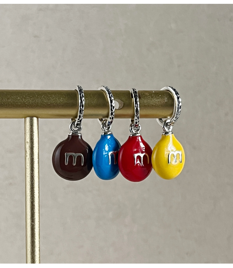 925 sterling silver colored m chocolate bean pendant, simple handcrafted DIY design, fashionable necklace, suitable for both men and women, N0295 pic 9