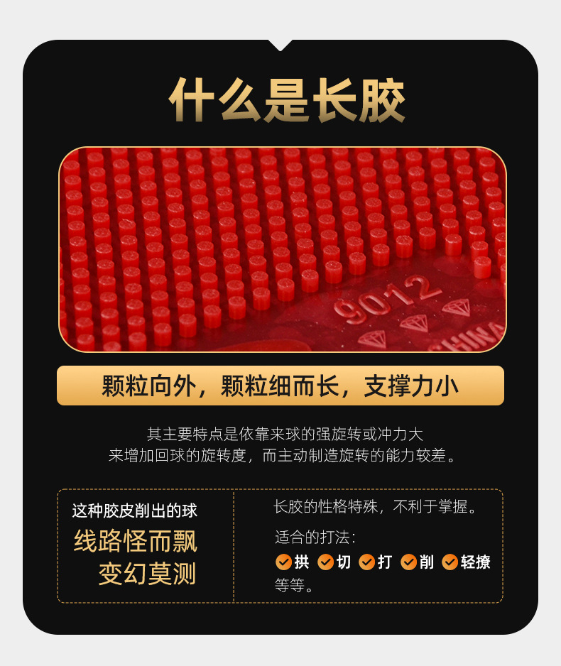 Meteor 9012 Long Rubber Table Tennis Racket Rubber Monster Series Granular Rubber Chop Ball Strange Attack Set Rubber Single Rubber Genuine product pic 2