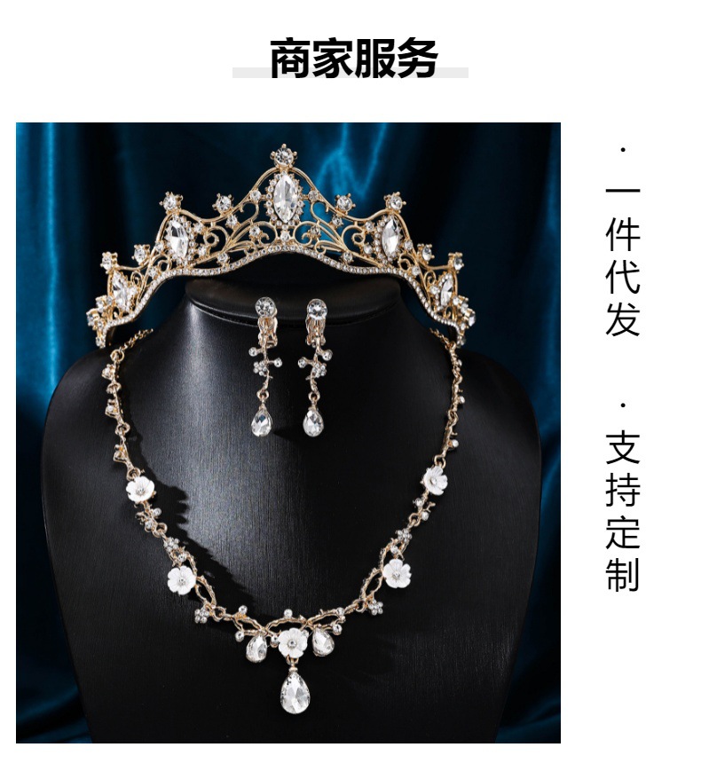 Роскошные атмосферные невесты европы и америки высшего класса, бриллиантовые свадебные аксессуары с тройным ожерельем и венком pic 10